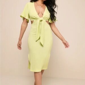 Brand new! Soft yellowish green cut out linen dress